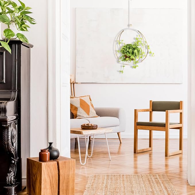 Mid Century Boho Macrame Metal Planter - Image 5