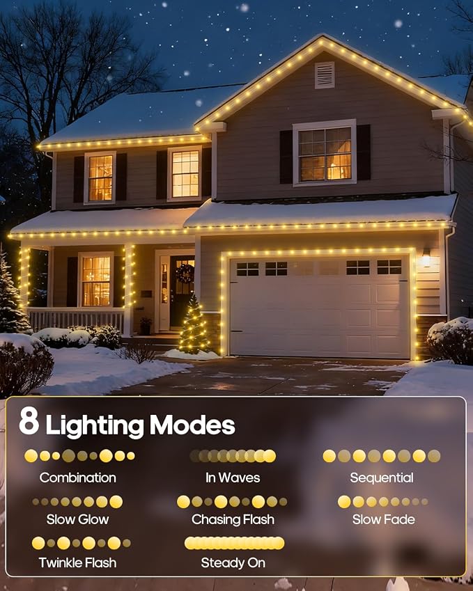 ICRGB Solar Rope Lights Outdoor, 66FT 200LED Christmas Fairy Light - Image 7