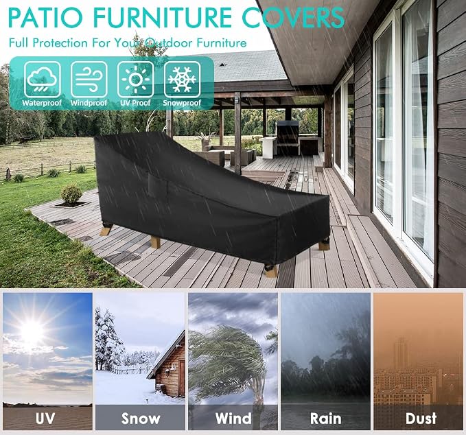 WLEAFJ Chaise Lounge Covers Outdoor Patio Lounge Chair Covers, Heavy Duty - Image 5