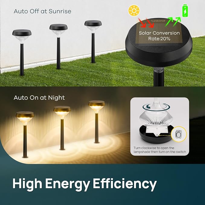 Linkind Solar Lights Outdoor 8 Pack, Solar Pathway Lights, Warm White Landscape - Image 3