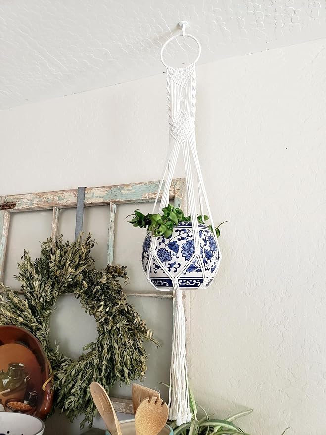 Cuttte Macrame Plant Hanger, Indoor Outdoor Hanging Planter Basket, Hanging - Image 7