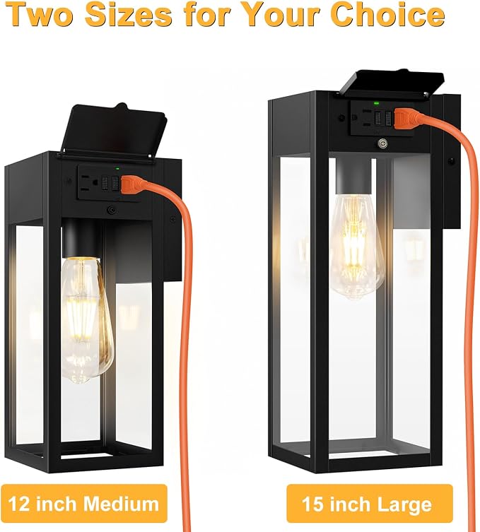 Large Porch Light with GFCI Outlet, 15 Inch Outdoor Light with Outlet Built-in - Image 7