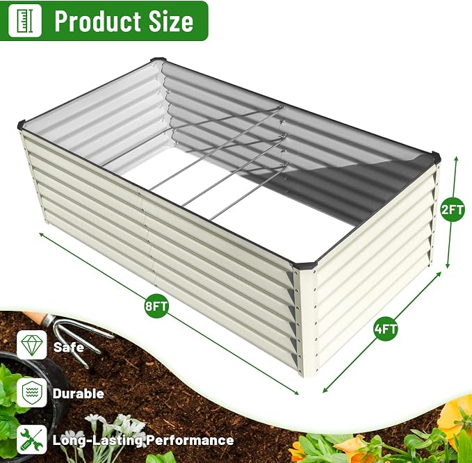 SnugNiture Galvanized Raised Garden Bed 8x4x2FT Outdoor Large Metal Planter Box - Image 2