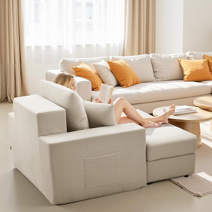 VEVOR Chaise Lounge Chair, 44 in Boneless Modular Chaise Lounge Indoor - Image 2