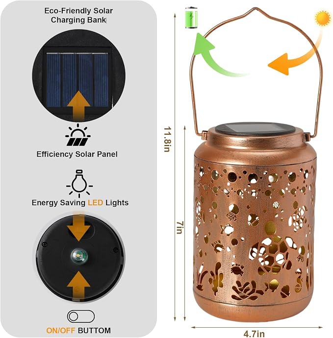 Turtle Solar Lantern Outdoor Turtle Decor Garden Decor Waterproof Light Hanging - Image 5