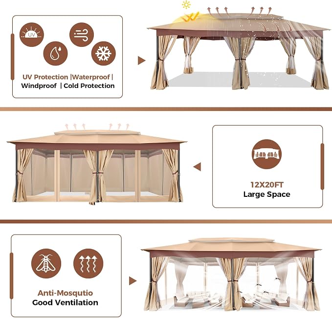 COBIZI Gazebo 12x20 Heavy Duty Gazebos - Image 8