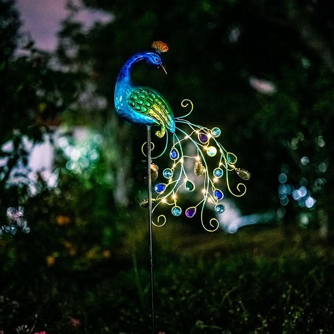 DREAMSOUL Metal Peacock Garden Solar Lights Outdoor Decorative Garden Stake - Image 7