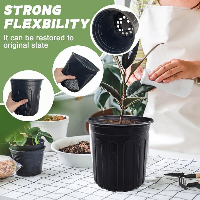 60 Pcs 1 Gallon Plant Nursery Pots, Plastic Seed Starter Pot - Image 4