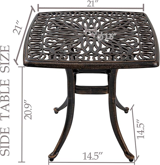 Outdoor Cast Aluminum Side Table End Table - Image 3