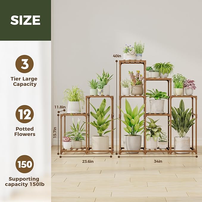 Bamworld 2 Sets Plant Stands Indoor Tall Shelves Outdoor - Image 6