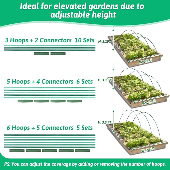 30 Pcs Garden Hoops for Raised Beds, 6mm Greenhouse Hoops Grow Tunnel - Image 4