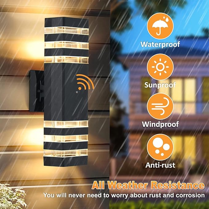 DASTOR 4 Pack Dusk to Dawn Outdoor Wall Lights, Up and Down Outdoor Lights - Image 2