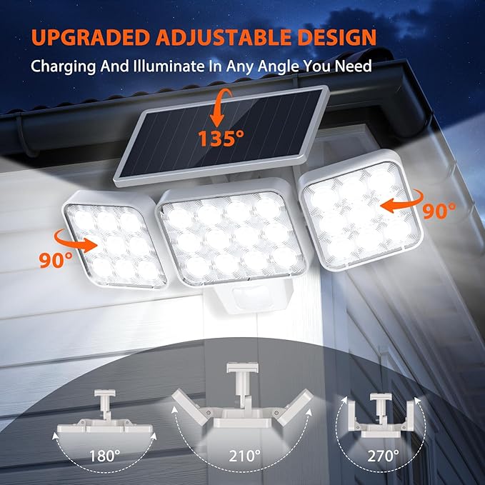 WdtPro Solar Lights Outdoor Motion Sensor, 3500LM Bright Solar Flood Lights - Image 2