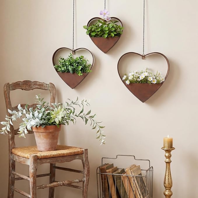 3 Pcs 3 Size Heart Metal Hanging Planter Indoor Outdoor, 13.4" 10.6" 7" Large - Image 4