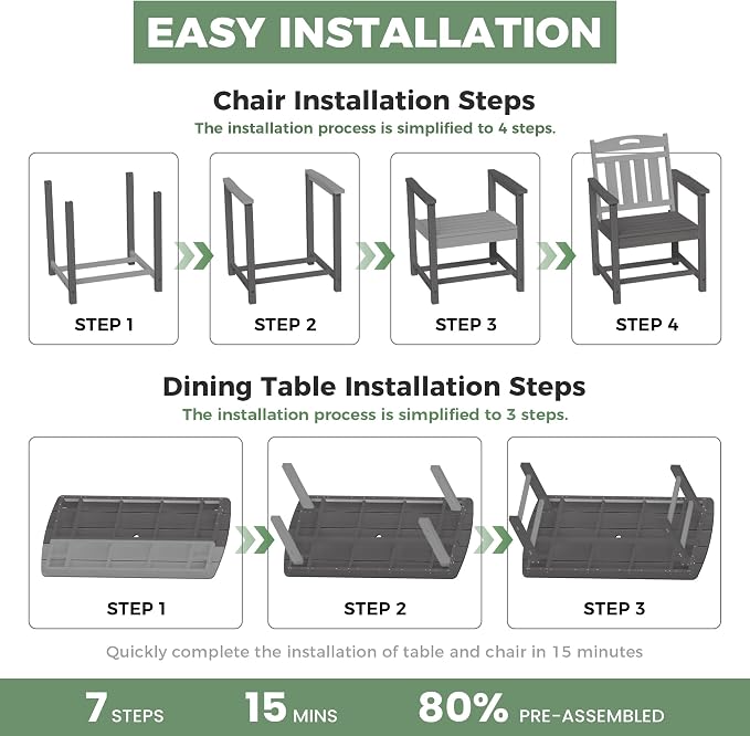 HDPE Outdoor Patio Dining Set - Image 9