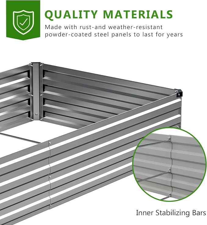2PCS 12x3x1ft Galvanized Raised Garden Bed Kit, Galvanized Planter Raised - Image 5