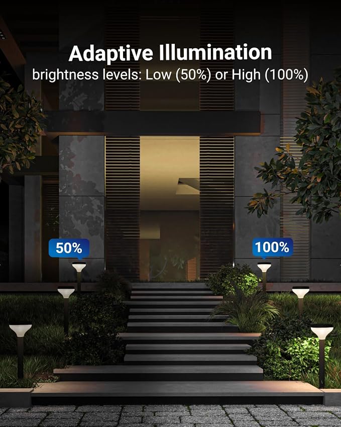Sunco 6 Pack Round Solar Pathway Lights Outdoor, Super Bright 120 LM, 2CCT - Image 3