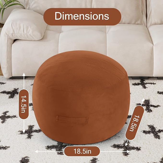 MeMoreCool Round Stuffed Pouf Ottoman Foot Rest, Floor Pouf Foot Stool - Image 2