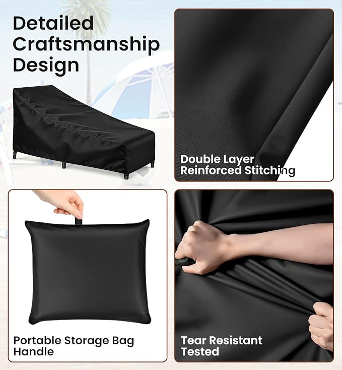 Chaise Lounge Cover 2 Pack Heavy Duty Patio Furniture Covers - Image 5
