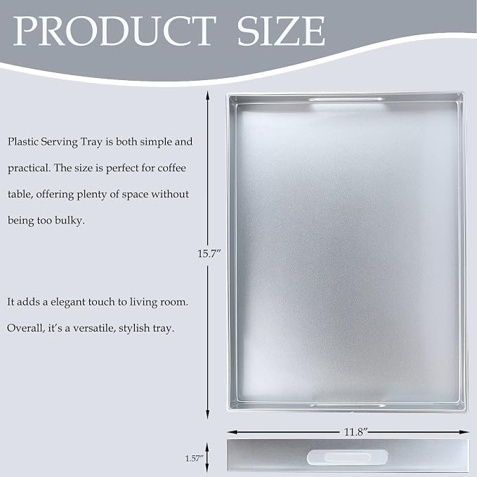Spsyrine Silver Plastic Serving Tray - Image 3