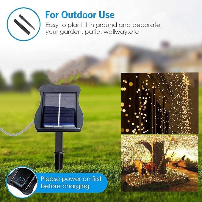 ZNYCYE Solar Waterfall Fairy Bunch Lights Outdoor Waterproof 200LEDs, 8 Modes - Image 4