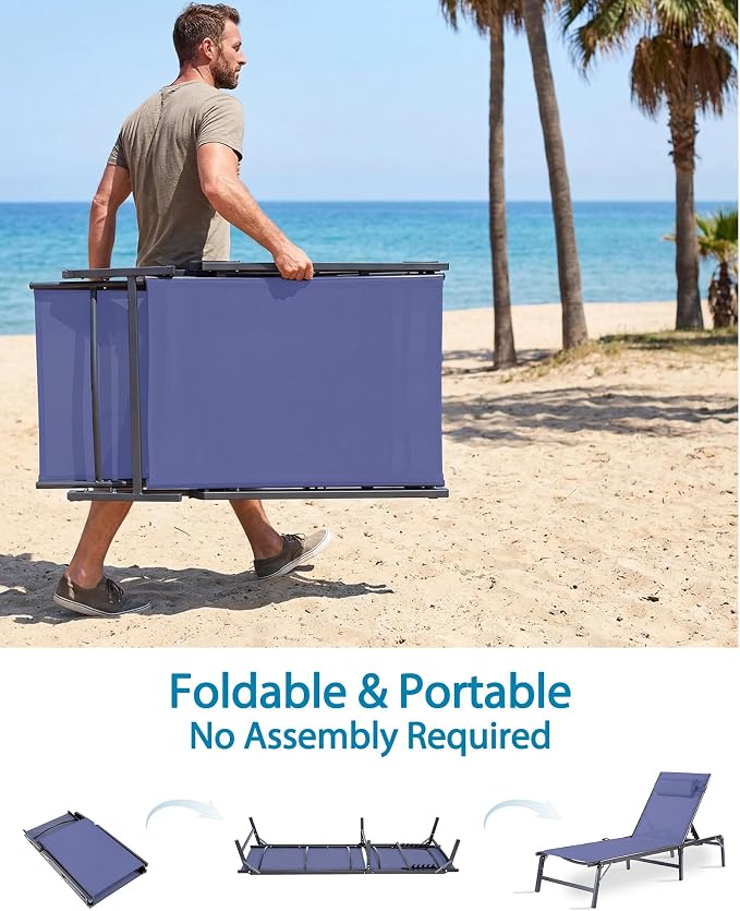 Foldable Chaise Lounge Chair - Image 7