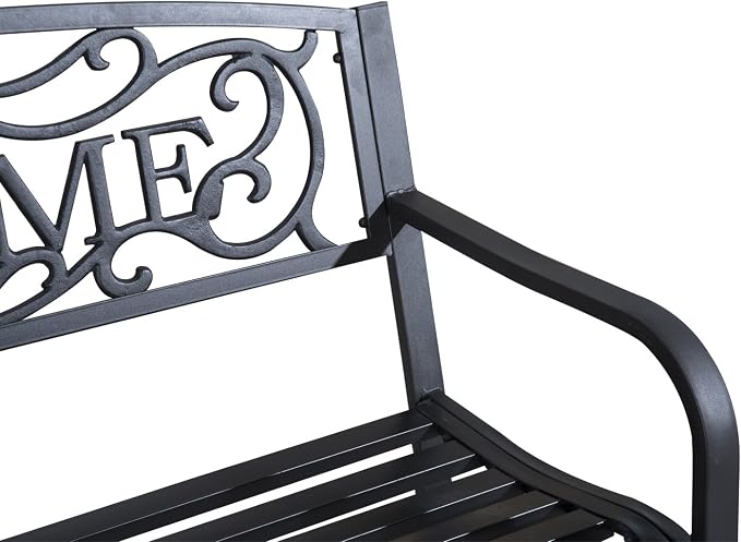 Outsunny 50" Outdoor Metal Welcome Bench, Garden Bench - Image 9