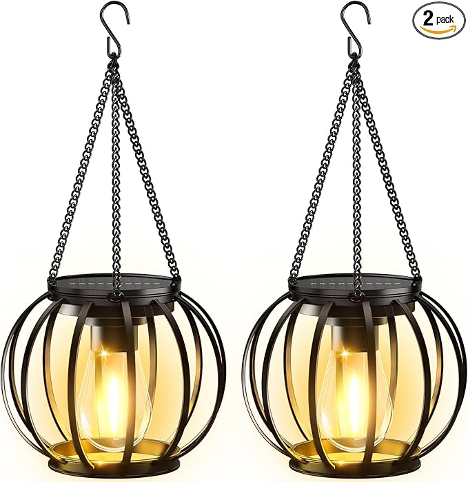 KOOPER Solar Lanterns Outdoor Waterproof, Upgraded Metal Hanging Solar Lights by KOOPER