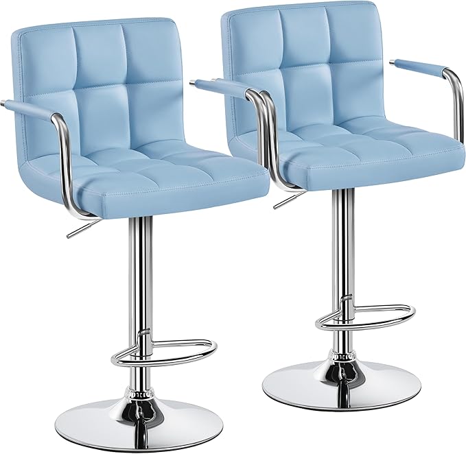 Yaheetech Bar Stools Set of 2, PU Leather Adjustable Swivel Barstools, by Yaheetech