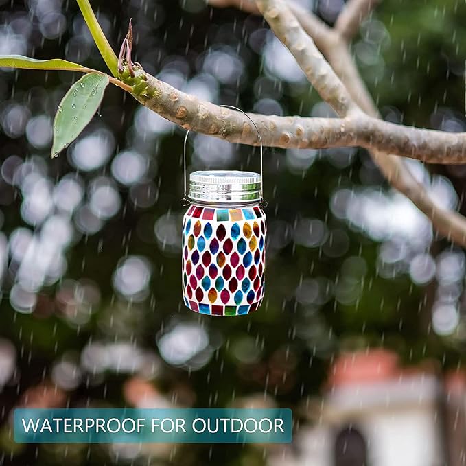 Mosaic Lights Outdoor Hanging Lanterns, Rechargeable Mosaic Solar Lanterns， - Image 6