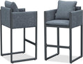 PURPLE LEAF Outdoor Bar Height Stools Set of 2 Aluminum Bar Chairs Modern by PURPLELEAF