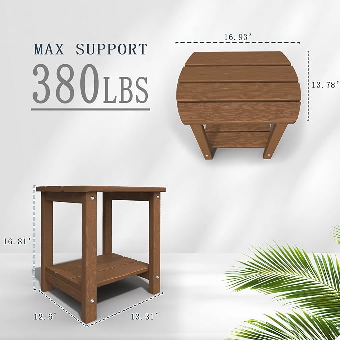 Adirondack Outdoor Side Table, 2-Tier Sturdy Patio End Table Weather Resistant - Image 3