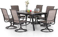PHI VILLA 7 PCS Patio Dining Set, 6 Padded Swivel Dining Chair by PHIVILLAThepioneerofcomfortablehouseholdsupplies