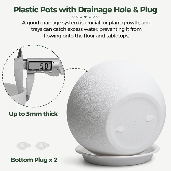 T4U 8 Inch Plant Pots, Plastic Planters - Image 3