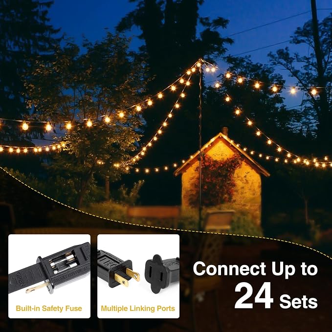 ZJOJO 200FT Outdoor String Lights, G40 Globe Outdoor Lights - Image 4