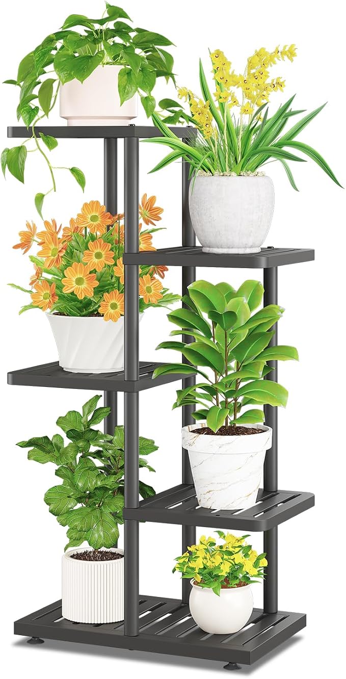 iDavosic.ly Plant Stand Indoor Outdoor, 4-Tier Tall Metal Flower Shelf by iDavosicly