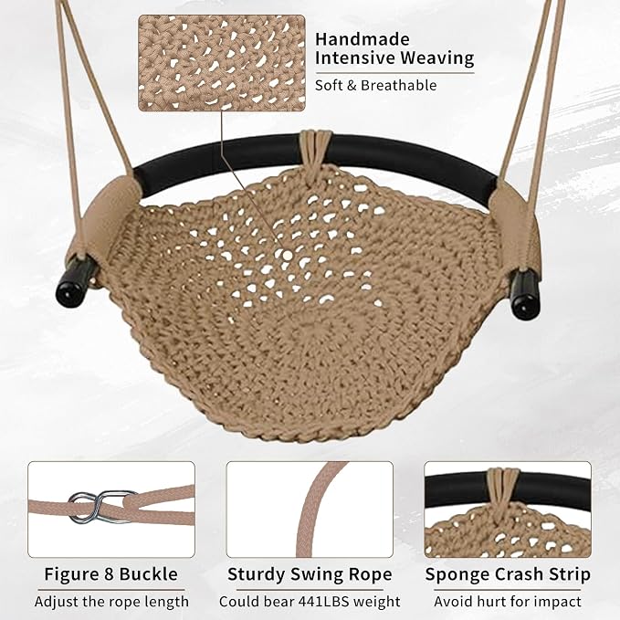 Hi-Na Tree Swing for Kids, Adjustable Toddler Rope Swing Seat - Image 4