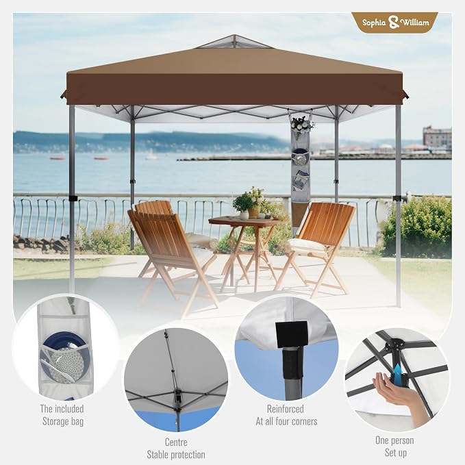 Sophia & William Canopy Tent Pop Up 10x10 ft, One Person Push Set Up Tent - Image 4