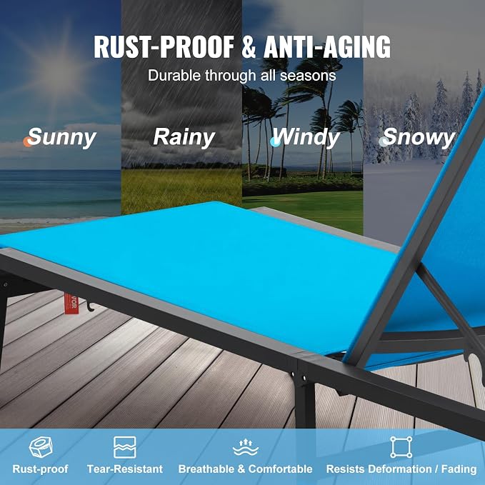 VEVOR Chaise Lounge Chairs Outdoor, Aluminum Patio Lounge Chairs - Image 5