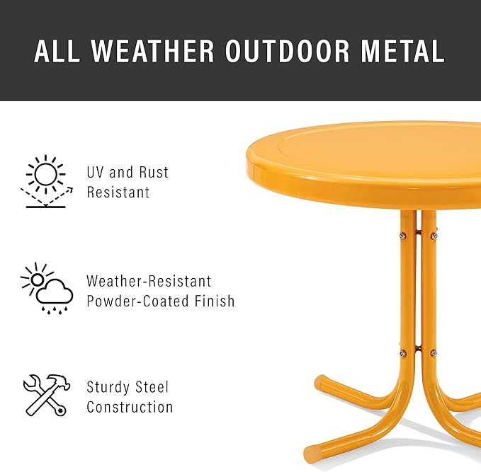 Crosley Furniture Griffith Weather Resistant Retro Metal Outdoor Side Table - Image 5