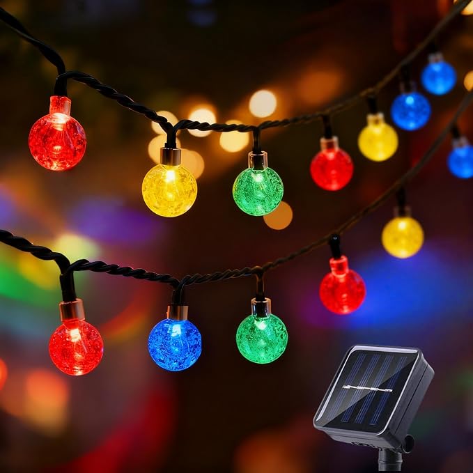 Solar String Lights Outdoor Waterproof IP65 9.3 Feet 20 LED 8 Modes Crystal by Unknown