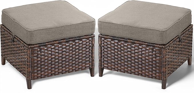 Patio Ottoman Outdoor Wicker Side Table by ACTREST