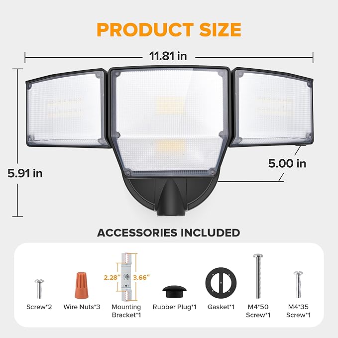 LUTEC 80W Dusk to Dawn Flood Lights Outdoor, 9000LM Super Bright LED Security - Image 7