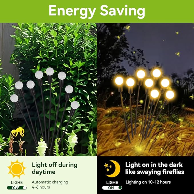 Solar Garden Lights Outdoor Waterproof, 4 Pack 32 LED Swaying Light Firefly - Image 3