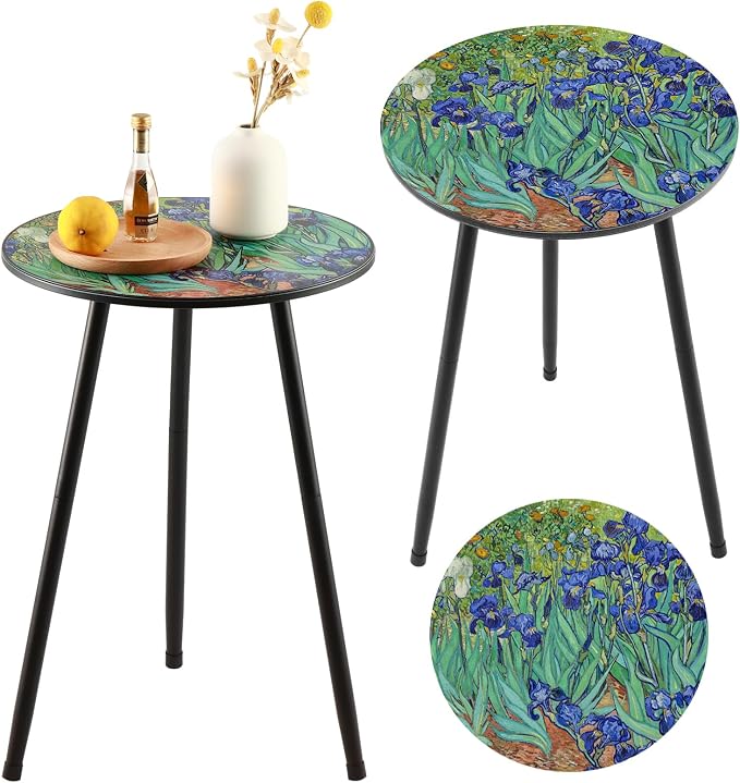 2 Packs Metal Outdoor Side Table Irises Patio Side Tables by PartyZealot