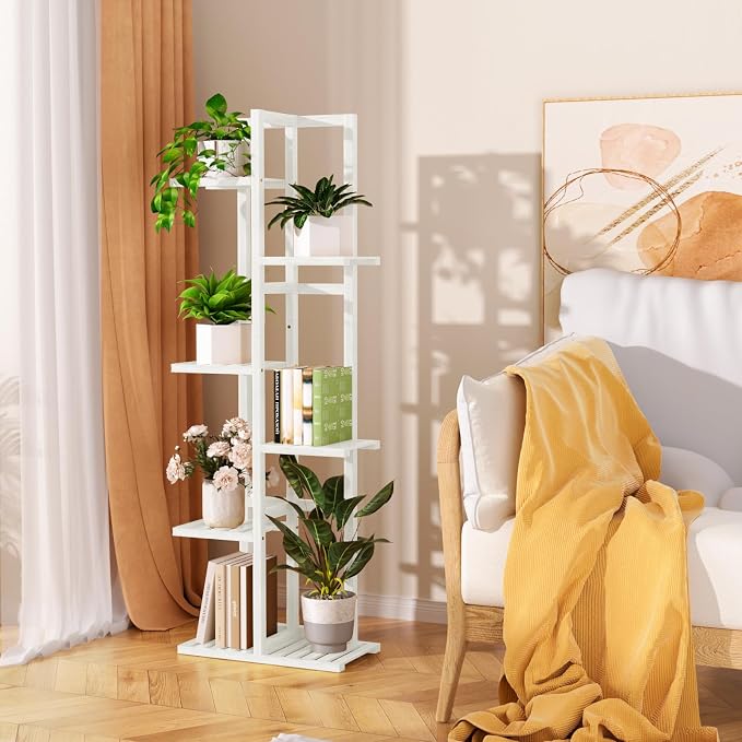 6 Tier Bamboo Plant Stand Indoor, Wood Tall Flower Holder Corner Tiered Plant - Image 4
