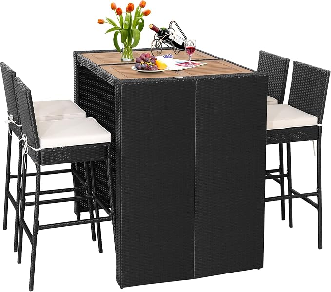 HAPPYGRILL 5 Pieces Rattan Outdoor Bar Set by HAPPYGRILL