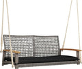 Happygrill 2-Person Patio Porch Swing Chair, Outdoor Rattan Swing Bench by HAPPYGRILL