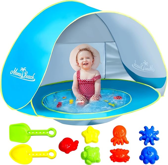 Monobeach Baby Beach Tent with Beach Sand Toys Pop Up Portable Shade Pool by Monobeach
