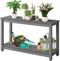 GarveeLife 48 Inch Outdoor Console Table, Wood All-Weather Side Table, 2-Tier by GarveeLife
